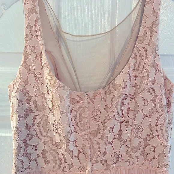 David’s Bridal Lace Mesh V Neck Bridesmaid Dress | petal | size 8 - Picture 3 of 5